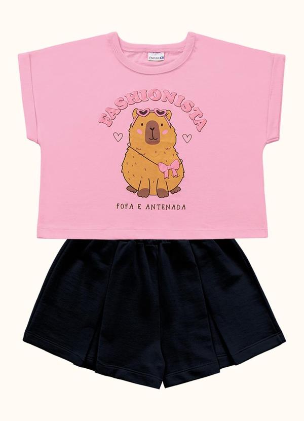 Conjunto Blusa e Shorts Rosa