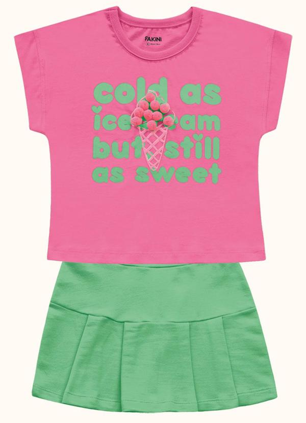 Cj.Blusa/Short Saia Rosa