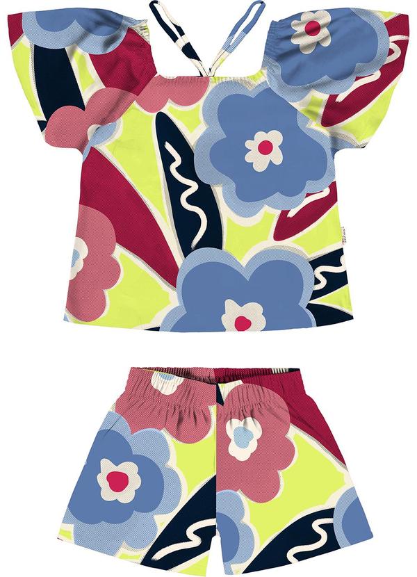 Conjunto Azul Floral em Viscose