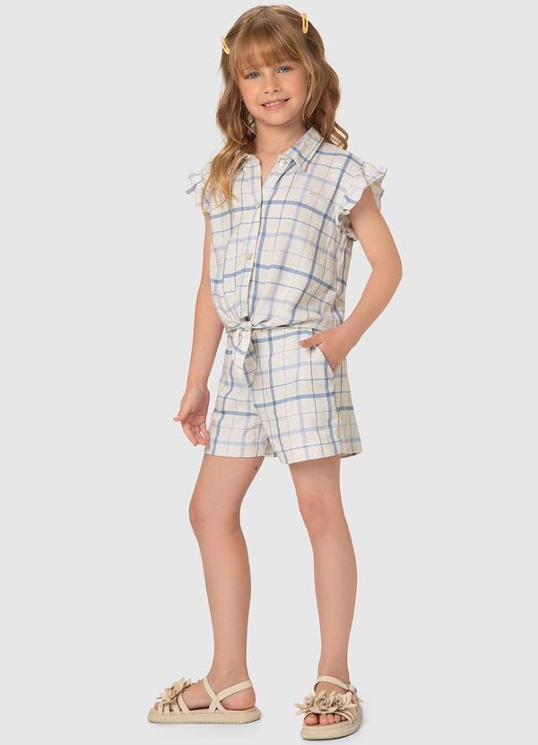 Conjunto Azul Listrado com Amarração Menina