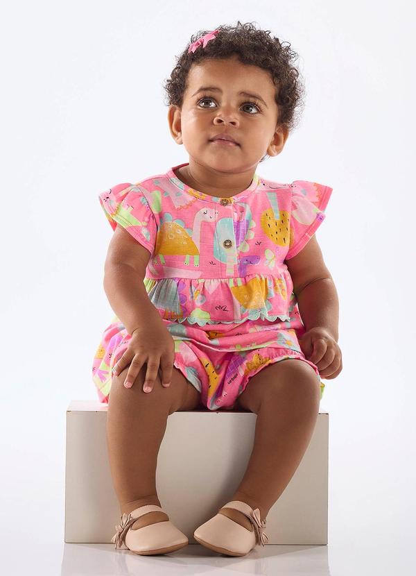 Conjunto Bata Calcinha Dinossauros Rosa