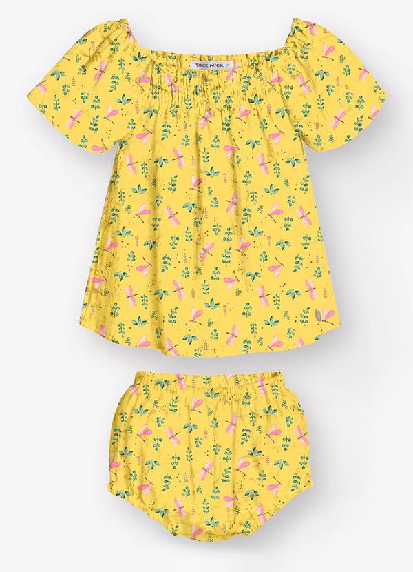 Vista 2 Conjunto Bata com Calcinha Feminino Amarelo Trick Nick Trick Nick