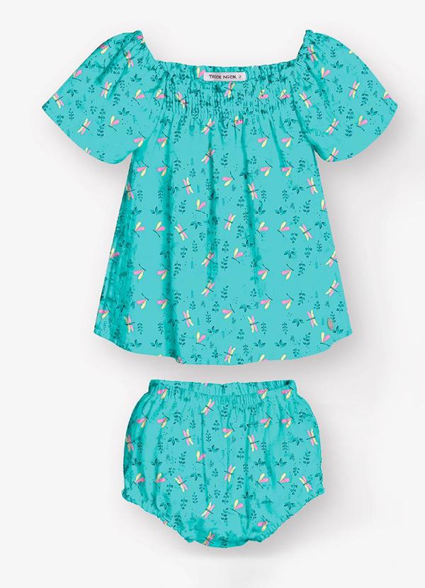 Vista 2 Conjunto Bata com Calcinha Feminino Azul Trick Nick Trick Nick