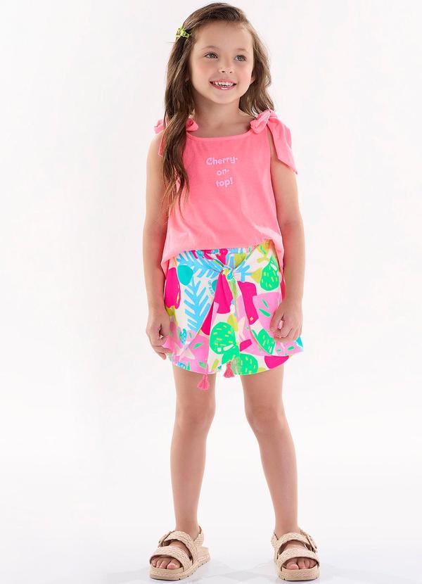 Vista 2 Conjunto Bata e Short Rosa Up Baby Up Baby