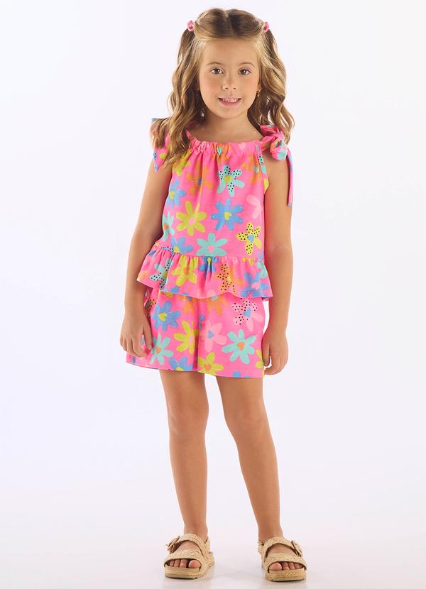 Conjunto Bata Short Algodão Rosa