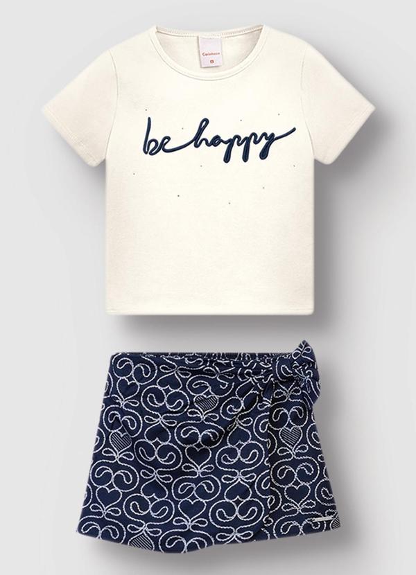 Vista 2 Conjunto Be Happy Bordado Off White Carinhoso Carinhoso