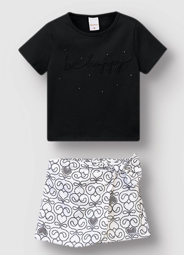 Vista 2 Conjunto Be Happy Bordado Preto Carinhoso Carinhoso