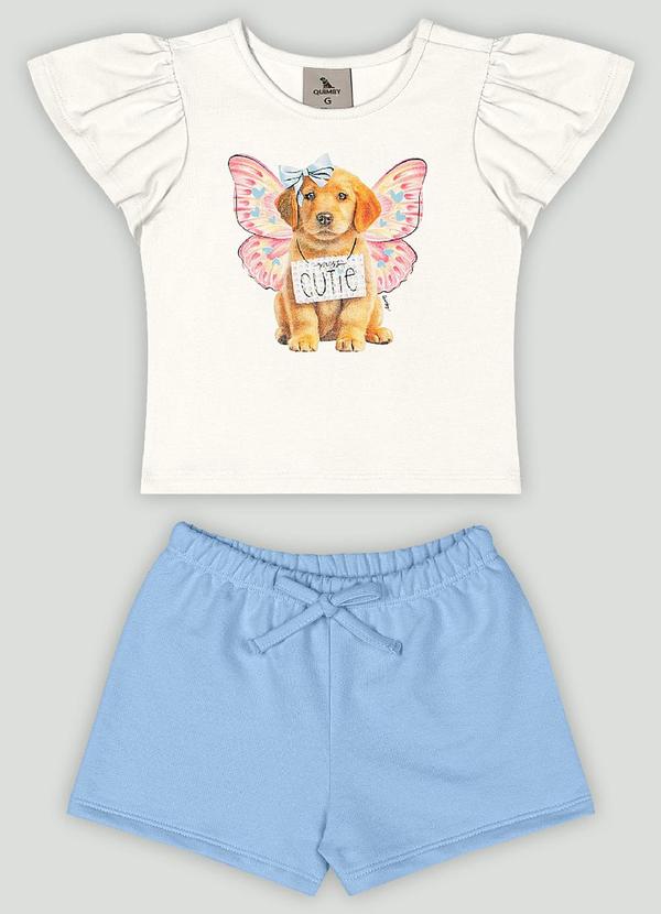 Conjunto Bebê com Blusa e Short Quimby Branco