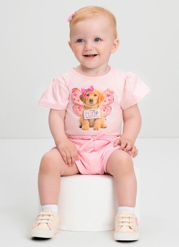 Conjunto Bebê com Blusa e Short Quimby Rosa