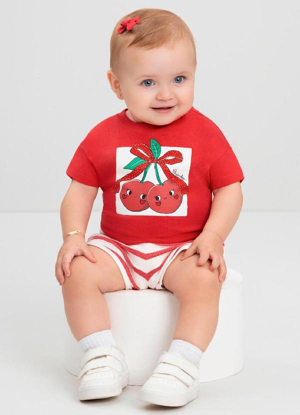 Conjunto Bebê com Blusa e Short Quimby Vermelho
