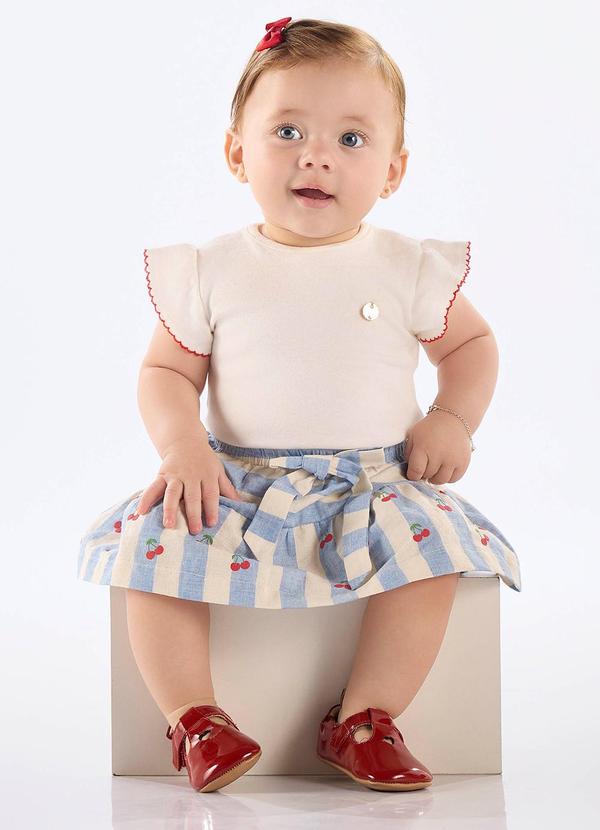 Conjunto Bebê com Body e Saia Branco