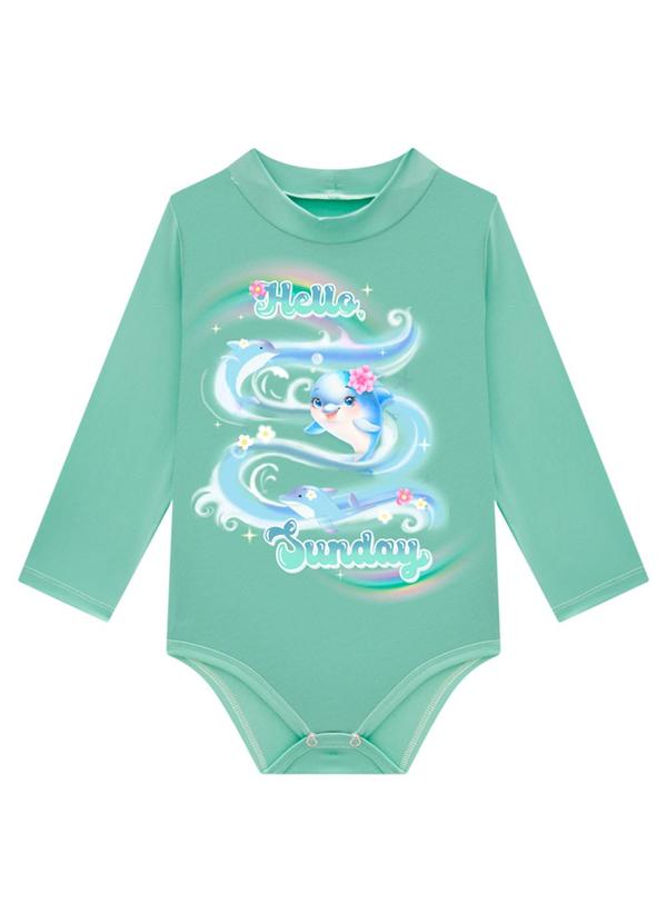 Conjunto Bebê Maiô e Chapéu Uv Cute Ocean Verde