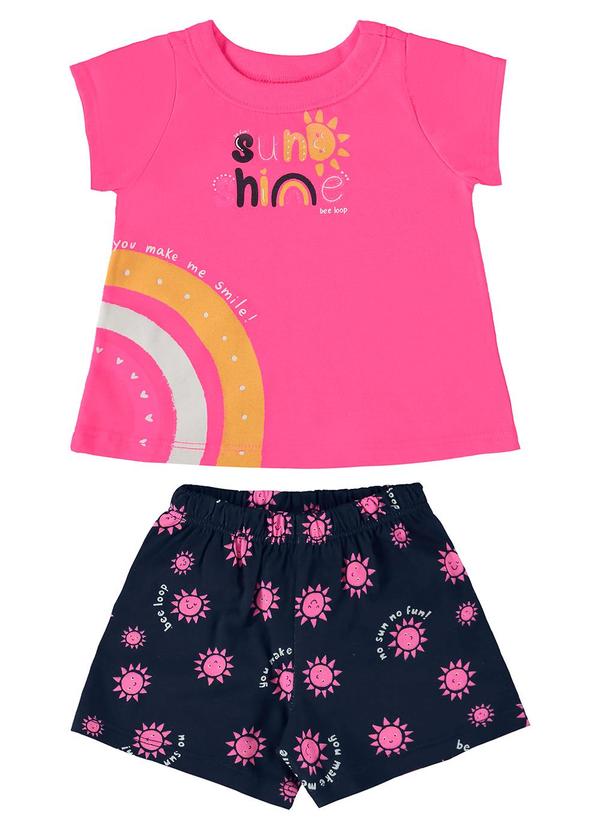 Vista 2 Conjunto Bebê Menina Blusa e Short Rosa Bee Loop Bee Loop