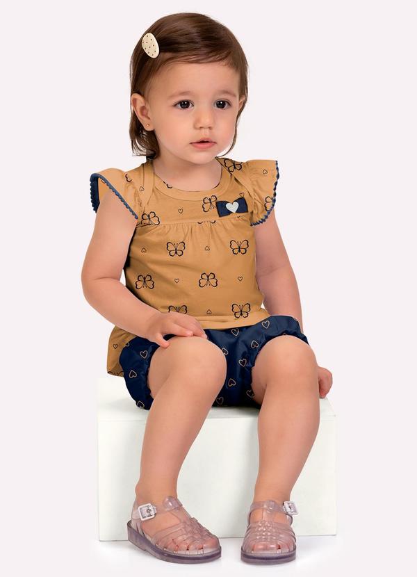 Conjunto Bebê Menina Borboletas Marrom
