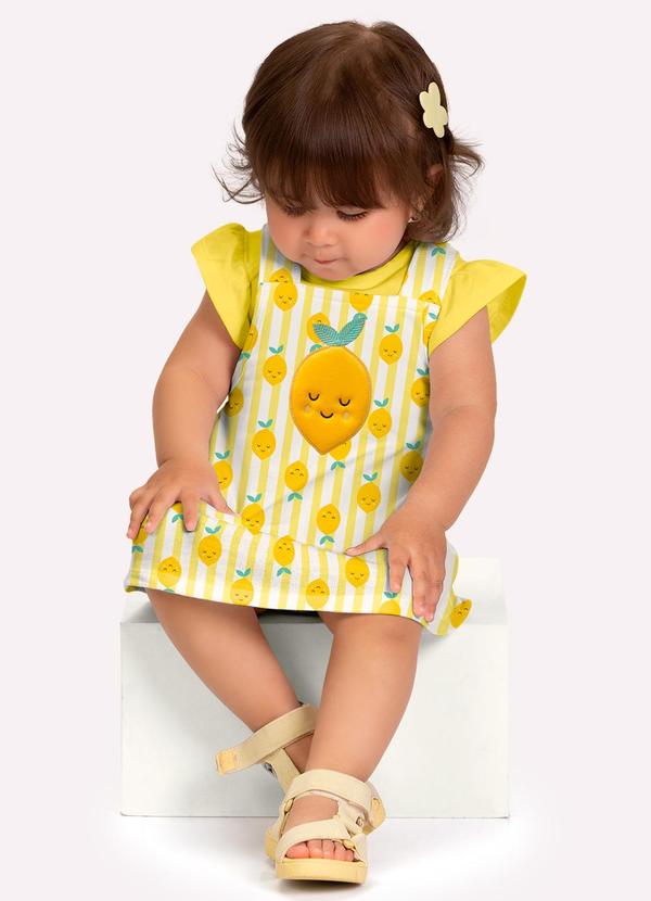 Conjunto Bebê Menina Bordado Amarelo