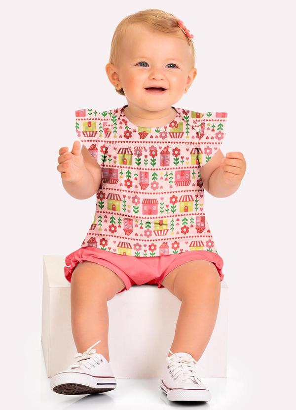 Conjunto Bebê Menina Bordado Rosa