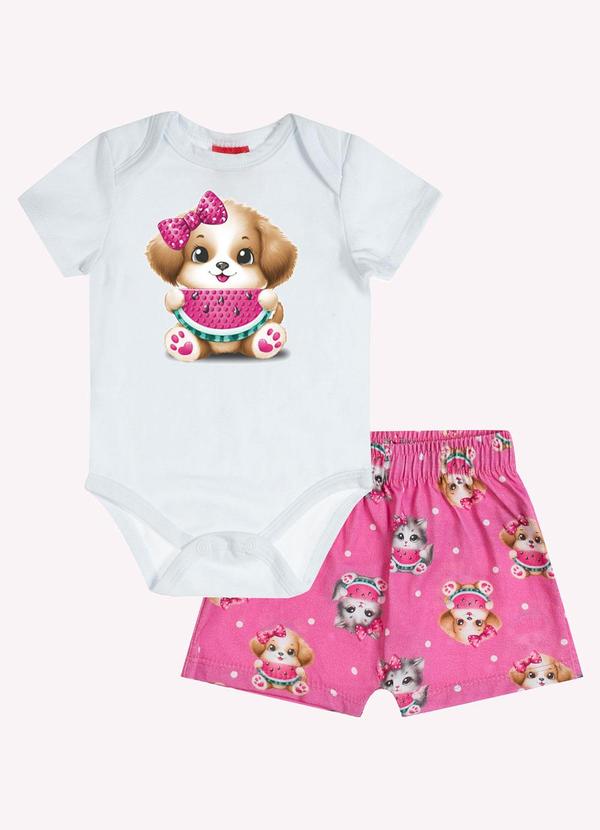 Conjunto Bebê Menina Cachorrinho Branco