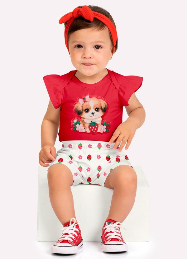 Conjunto Bebê Menina Cachorrinho Vermelho