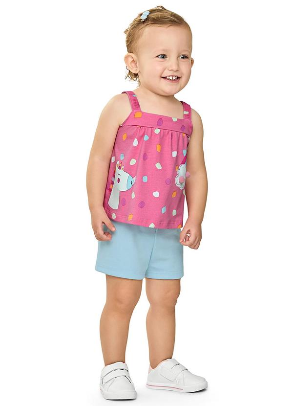 Conjunto Bebê Menina com Pompom Rosa