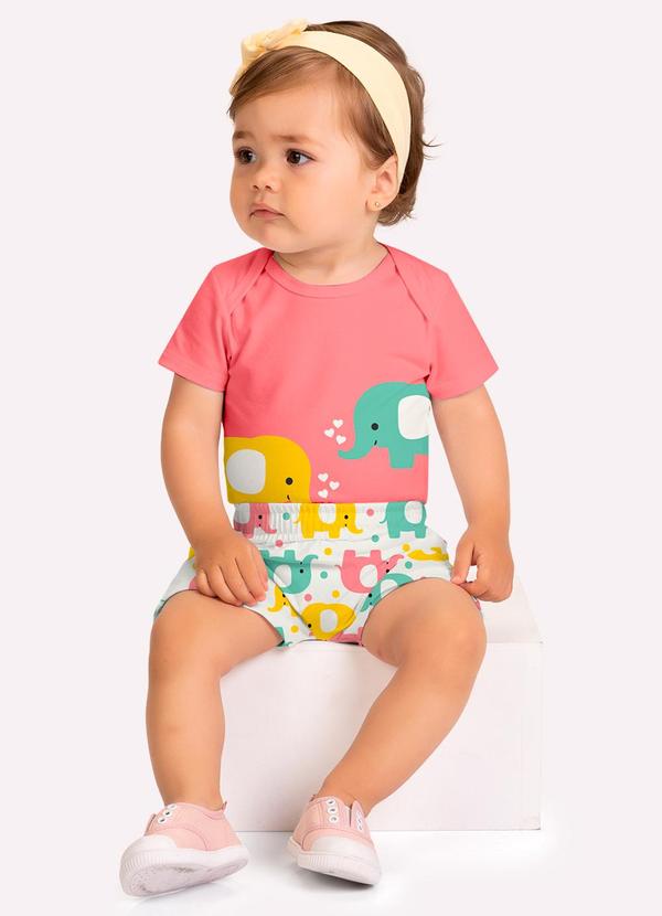 Conjunto Bebê Menina Elefantes Rosa