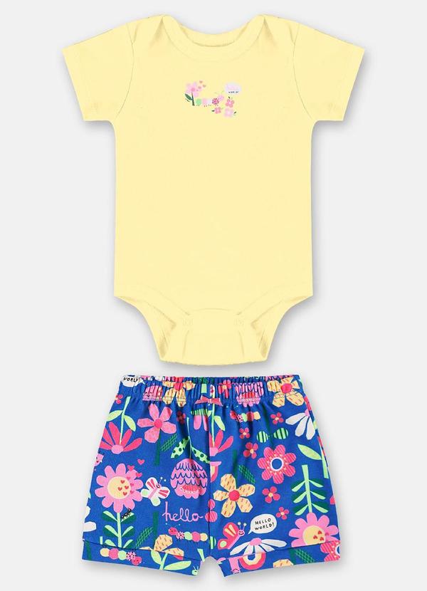 Conjunto Bebê Menina em Suedine Amarelo