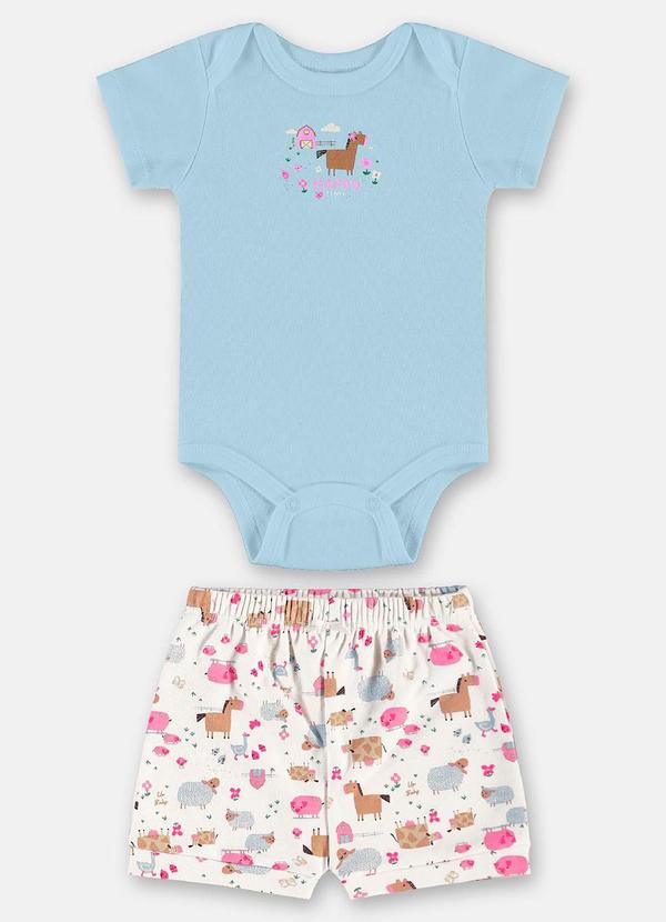 Conjunto Bebê Menina em Suedine Azul