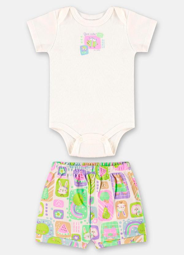 Conjunto Bebê Menina em Suedine Branco