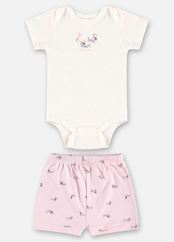 Conjunto Bebê Menina em Suedine Branco