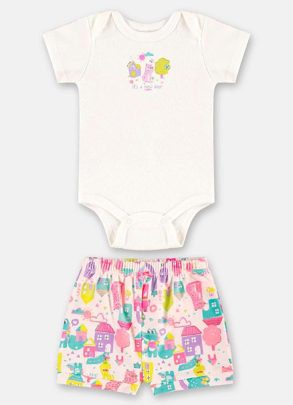 Conjunto Bebê Menina em Suedine Branco
