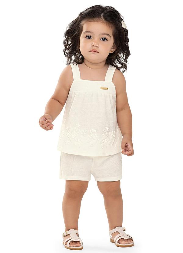 Conjunto Bebê Menina Malha Tricô Corais Bege