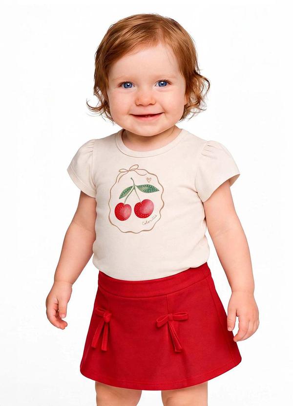 Conjunto Bebê Menina Manga Curta Cereja Vermelho