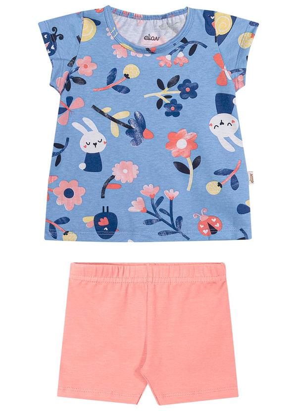 Conjunto Bebê Menina Meia Malha Bichinhos Azul