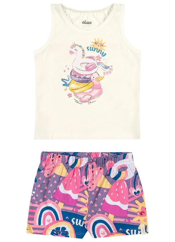 Conjunto Bebê Menina Meia Malha Curto Bege