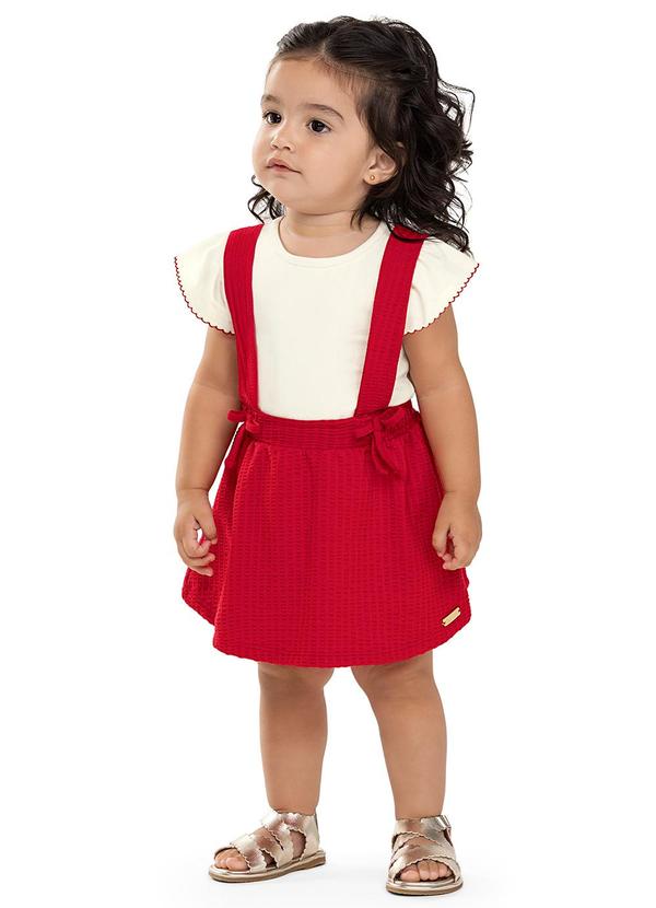 Conjunto Bebê Menina Salopete Anarruga Bege