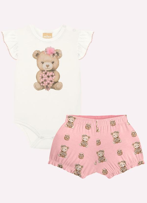 Conjunto Bebê Menina Ursinho Off White
