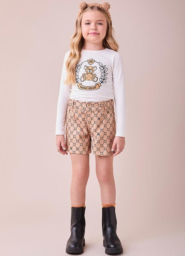 Conjunto Bege de Ursinho com Strass Branco