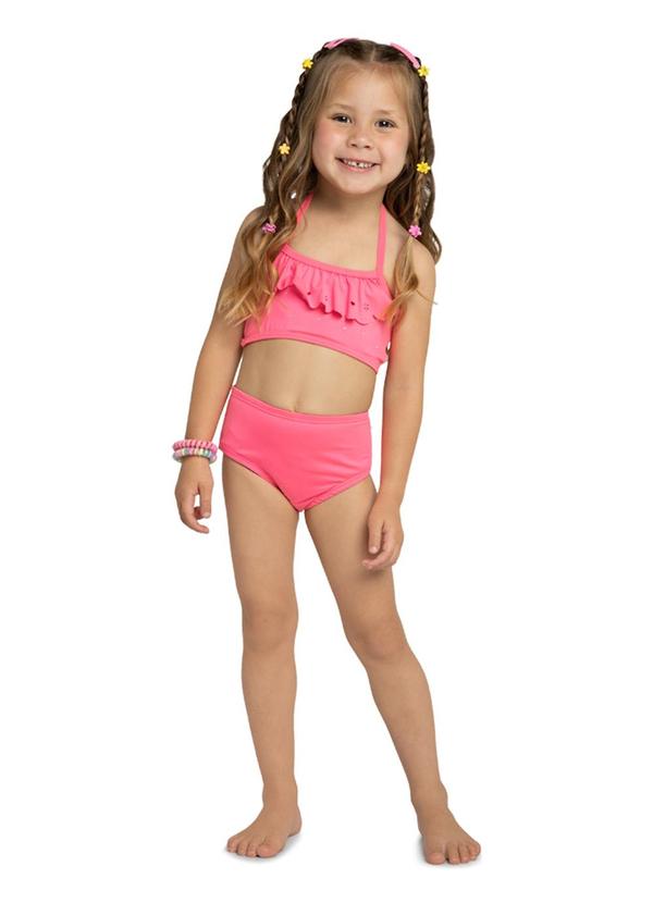 Conjunto Biquini em Malha Proteção Uv Rosa