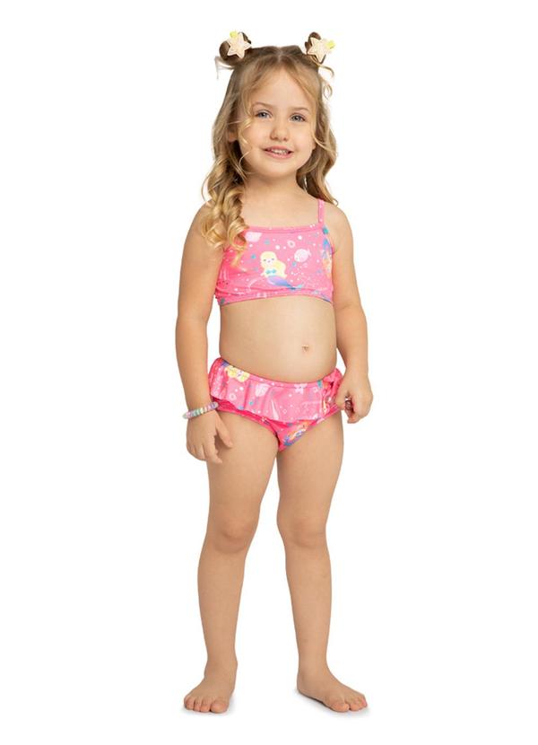 Conjunto Biquini em Malha Proteção Uv Rosa