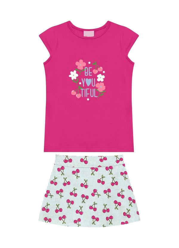 Conjunto Blusa Be You Tiful e Short Saia Rosa