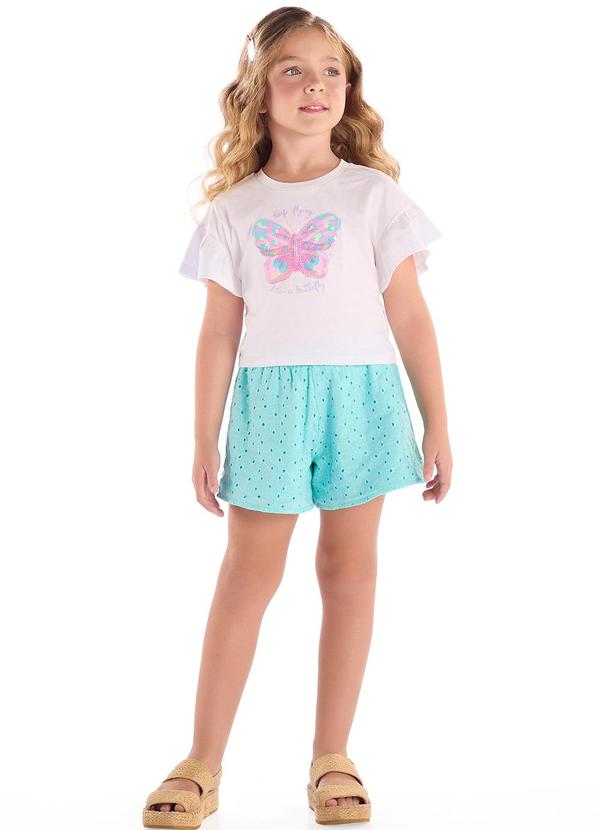 Conjunto Blusa Borboleta Short Laise Branco