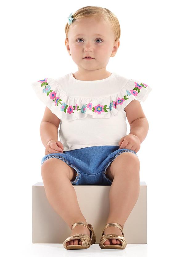 Conjunto Blusa Calcinha Jeans Branco