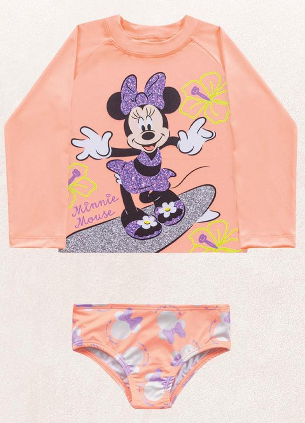 Vista 2 Conjunto Blusa/Calcinha Minnie Laranja Fakini Kids Fakini Kids