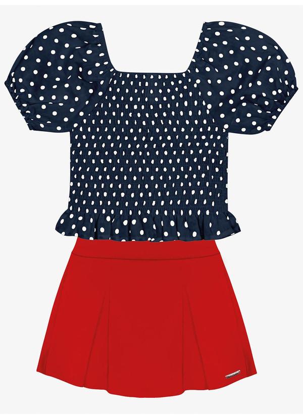 Vista 2 Conjunto Blusa Ciganinha e Shorts Saia Azul Trick Nick Trick Nick