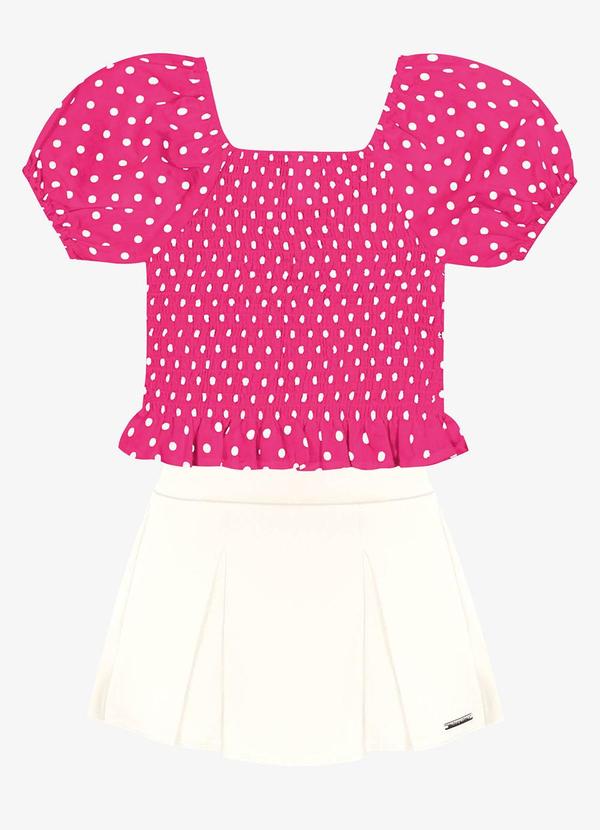 Vista 2 Conjunto Blusa Ciganinha e Shorts Saia Rosa Trick Nick Trick Nick