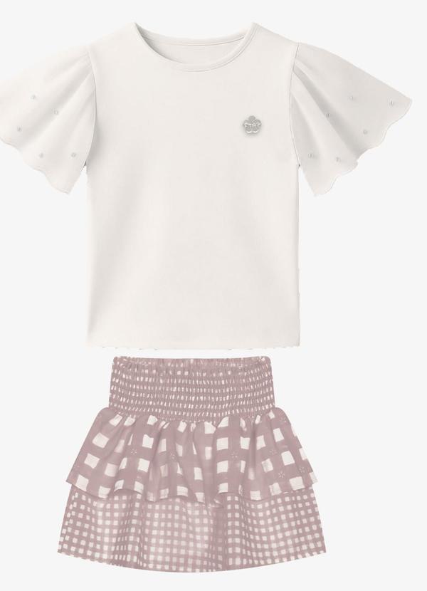 Conjunto Blusa com Saia Bege