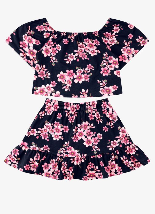 Conjunto Blusa com Saia Cotton Azul
