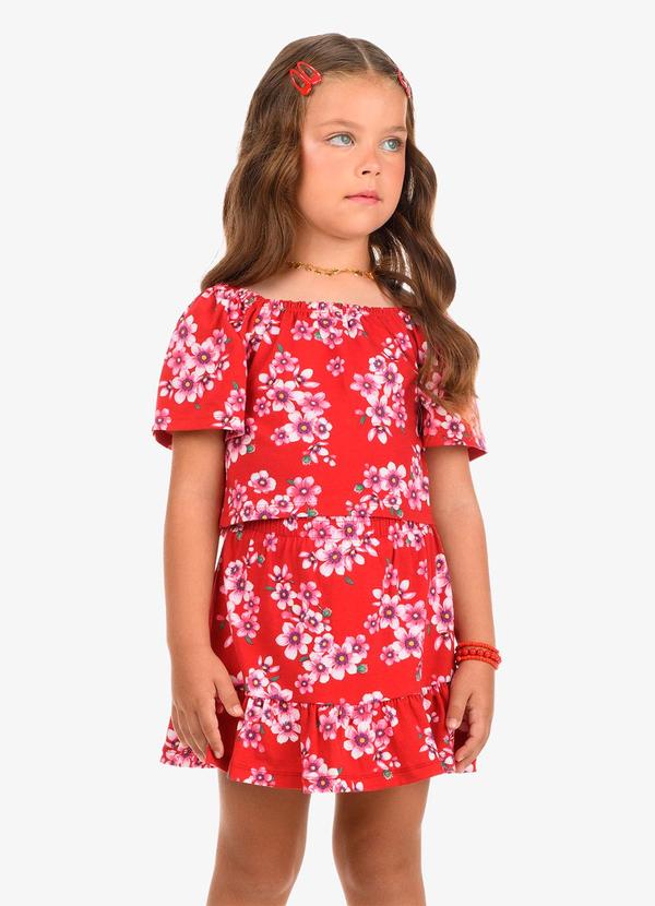 Conjunto Blusa com Saia Cotton Vermelho