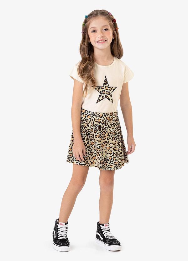 Vista 2 Conjunto Blusa com Saia em Meia Malha Bege Rovi Kids Rovi Kids