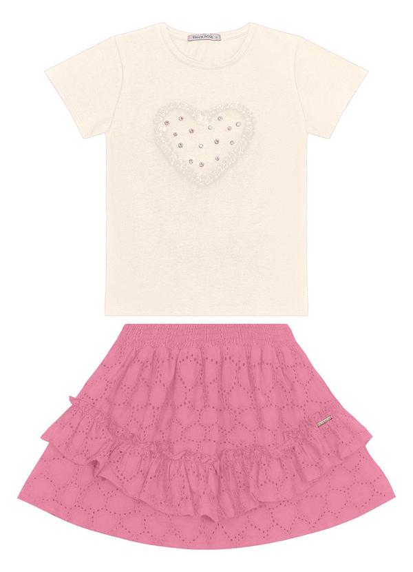 Conjunto Blusa com Saia em Viscose Khyar Bege