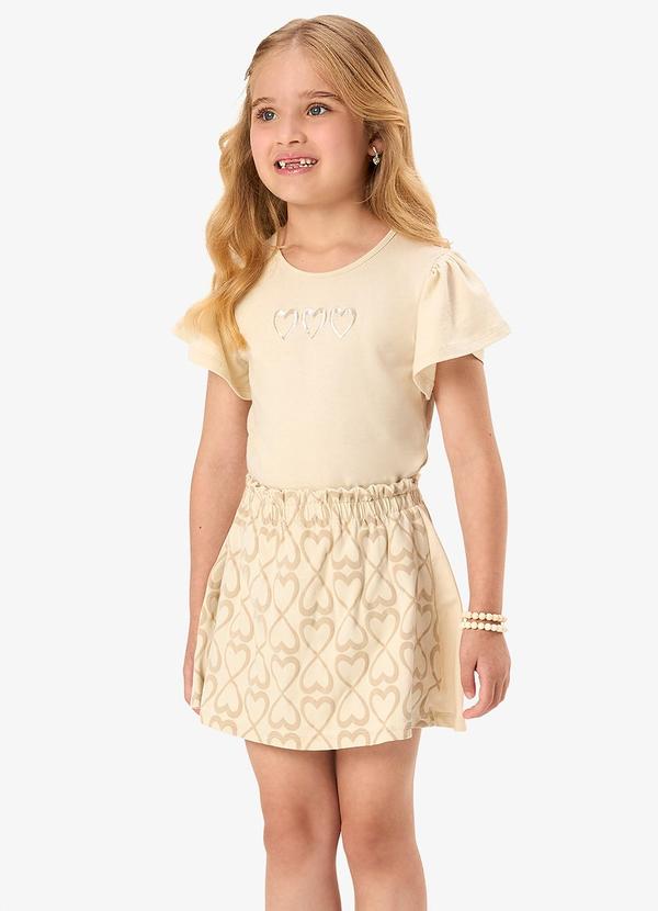 Conjunto Blusa com Saia Infantil Bege